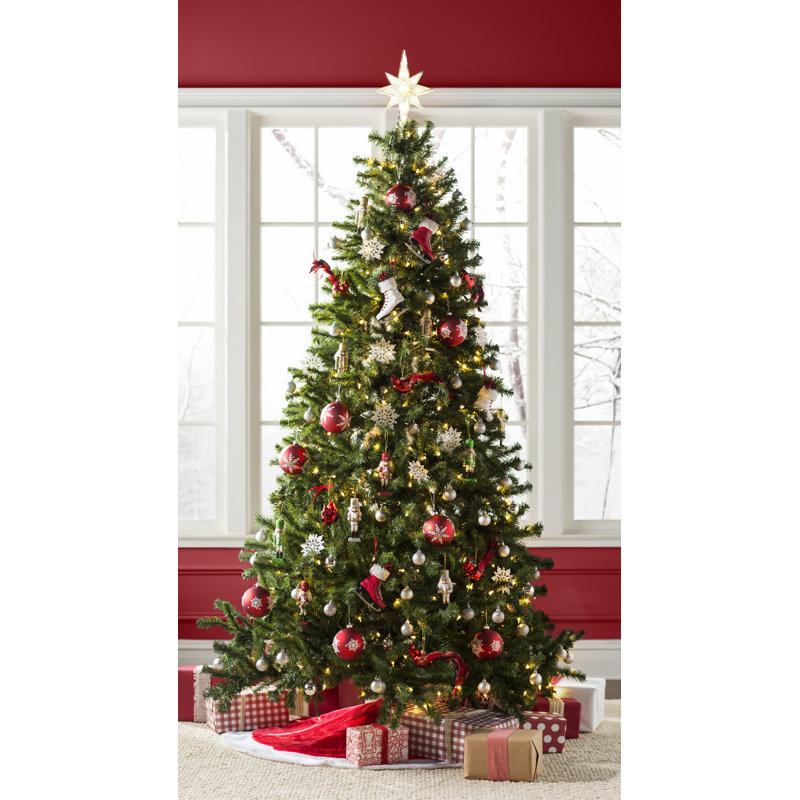 Beachcrest Home Green Spruce Artificial Christmas Tree with Clear/White